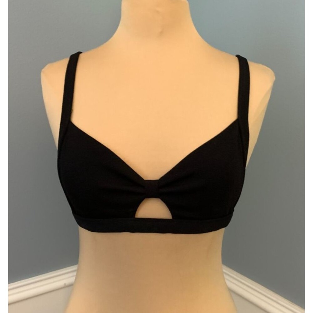 Shade & Shore Bikini Top Womens M Knot-Front Crepe Textured Bralette Beach Pool